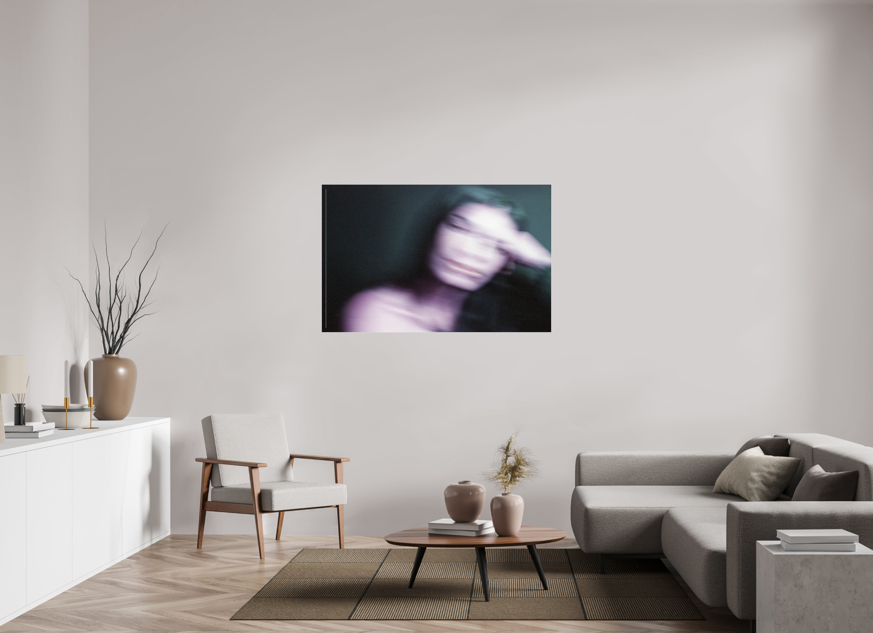 54.4 x 35″, slimline glass framed untitled 1